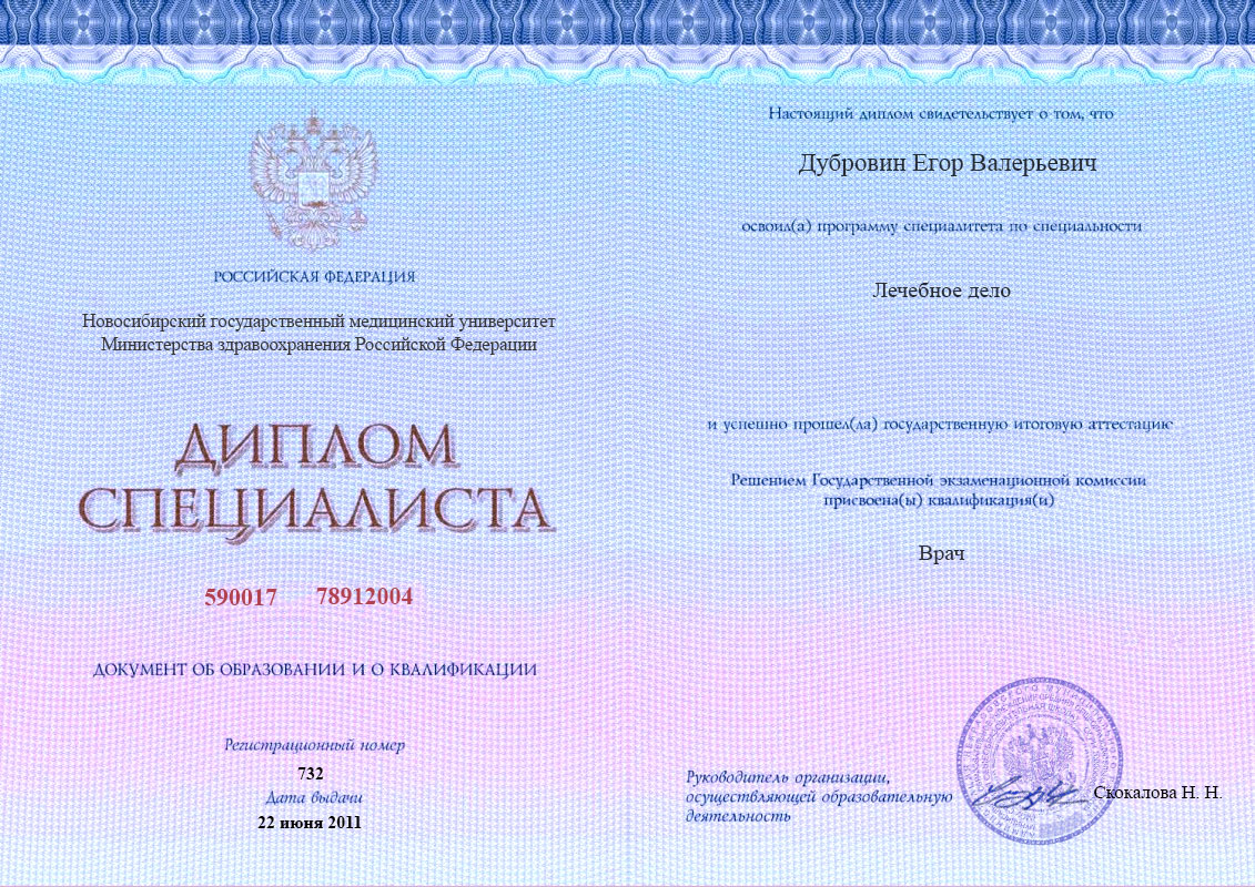 документы об образовании Егор Валерьевич Дубровин