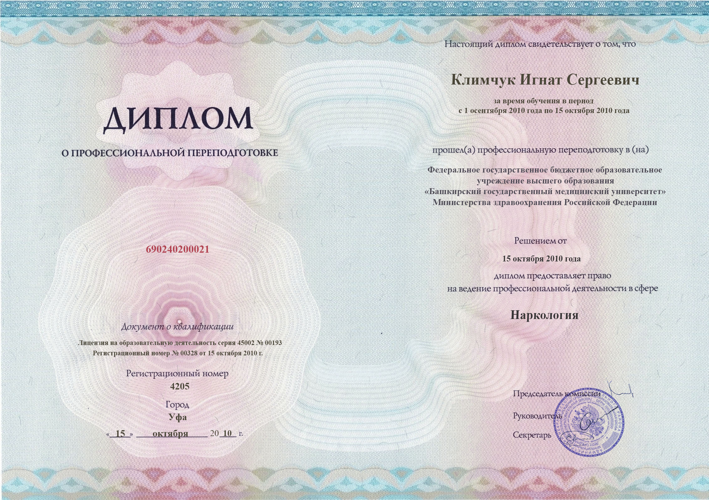 документы об образовании Игнат Сергеевич Климчук